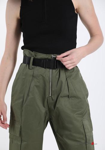 Hose aus Baumwolle mit Gürtel mit Reißverschluss mit Taschen - ph 4