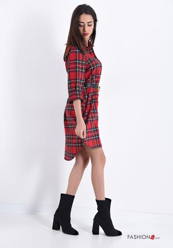 Robe chemise  avec ceinture Motif tartan - ph 3