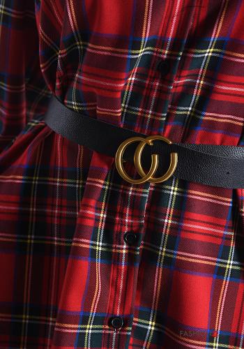 Robe chemise  avec ceinture Motif tartan - ph 4