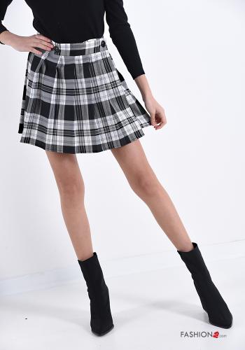 Minifalda  con volantes con botones Estampado tartán - ph 1
