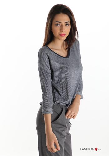 Langarmshirt  V-Ausschnitt Gestreiftes Muster - ph 3