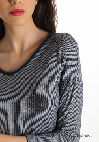 Langarmshirt  V-Ausschnitt Gestreiftes Muster - ph 4