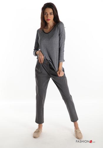 Langarmshirt  V-Ausschnitt Gestreiftes Muster - ph 5