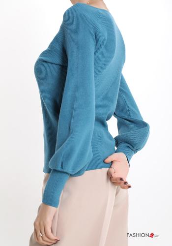 Maglione costine scollo a V - ph 2
