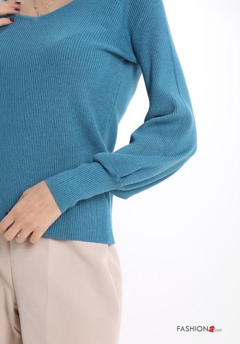 Maglione costine scollo a V - ph 4
