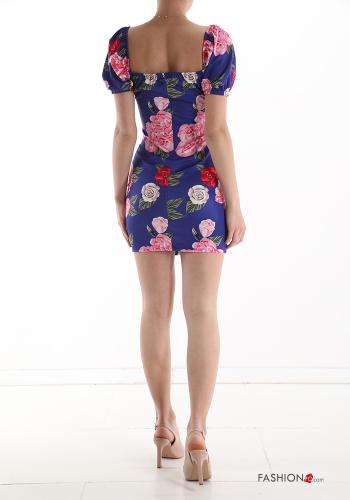 Floral Dress with v-neck with rhinestones with zip - ph 2