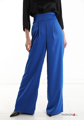 ausgestellte wide leg Satin Hose mit Reißverschluss - ph 1