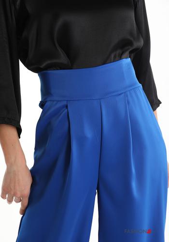 ausgestellte wide leg Satin Hose mit Reißverschluss - ph 4