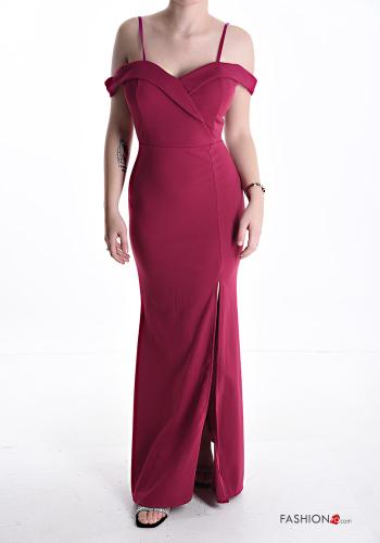 lange Kleid mit Reißverschluss bardot-ausschnitt mit schlitz mit körbchen - ph 1