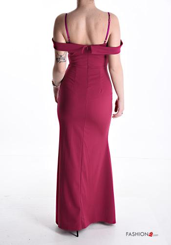 lange Kleid mit Reißverschluss bardot-ausschnitt mit schlitz mit körbchen - ph 2