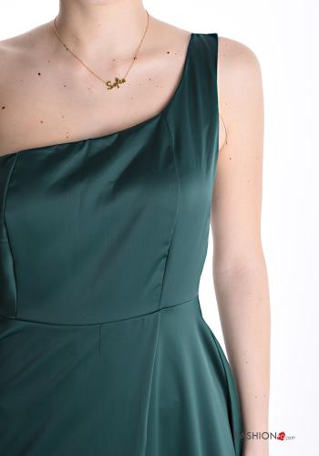 Satin one shoulder lange Kleid mit Reißverschluss mit schlitz mit körbchen - ph 4