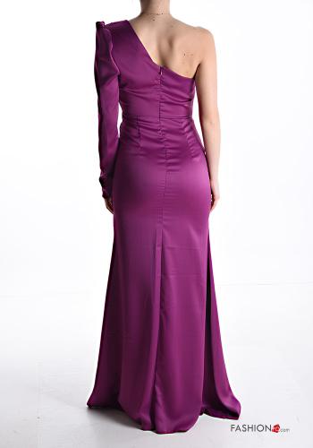 Satin one shoulder lange Kleid mit Reißverschluss mit schlitz - ph 2
