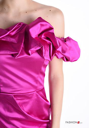 Abito raso corto scollo alla bardot con spacco con balze con zip - ph 4