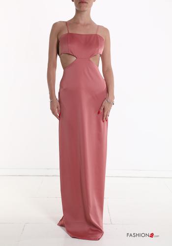 Satin rückenfrei Kleid mit Hosenträgern mit schlitz - ph 1