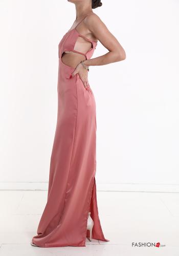 Satin rückenfrei Kleid mit Hosenträgern mit schlitz - ph 3