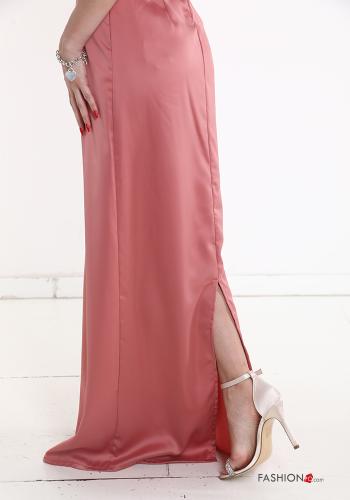 Satin rückenfrei Kleid mit Hosenträgern mit schlitz - ph 5