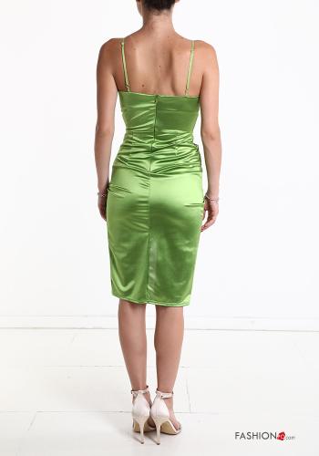 Robe satin avec fonte avec strass avec fermeture éclair avec bonnets - ph 2