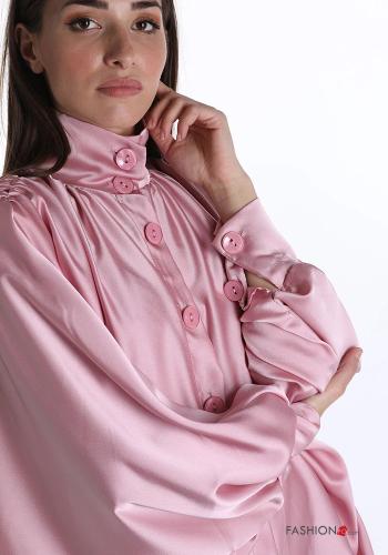 Robe chemise  à col roulé satin avec des boutons - ph 4