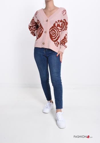 Floral print v-neck Cardigan with buttons - ph 5