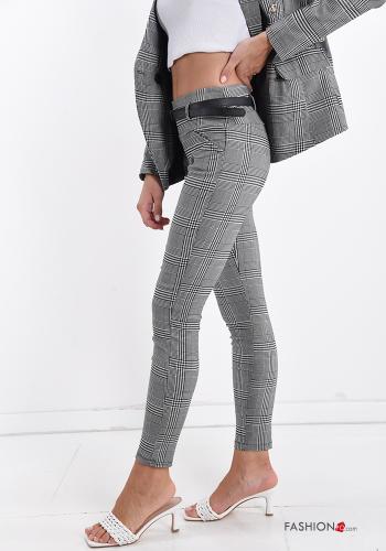 Pantalons en Coton Motif tartan avec ceinture - ph 3