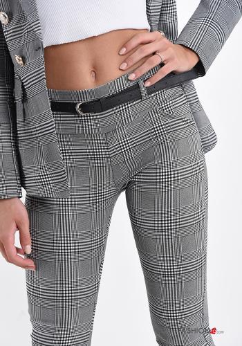 Pantalons en Coton Motif tartan avec ceinture - ph 4