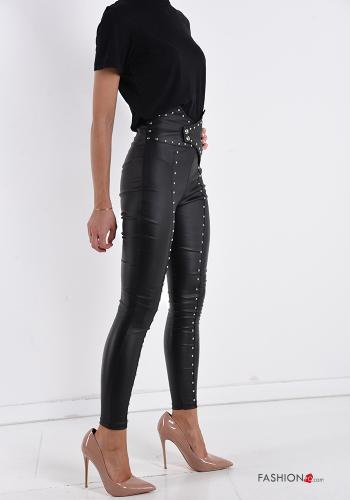 Leggings imitación de cuero con botones con tachuelas - ph 3
