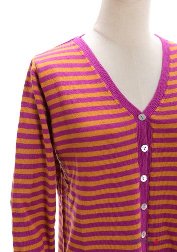 Cardigã em Cashmere Blend às riscas com botões gola V - ph 4