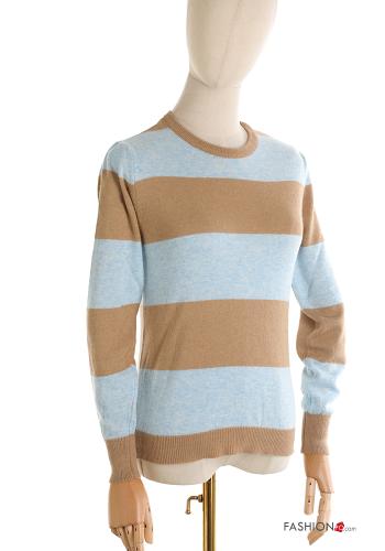 Striped crew neck Cashmere Blend Sweater - ph 1