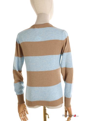 Striped crew neck Cashmere Blend Sweater - ph 2