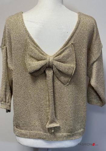 backless Sweater with bow 3/4 sleeve