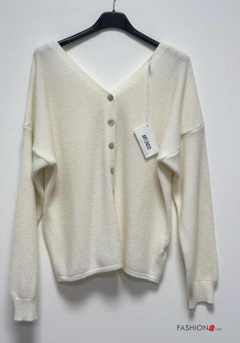long sleeve Cashmere Blend Cardigan with buttons with v-neck - ph 1