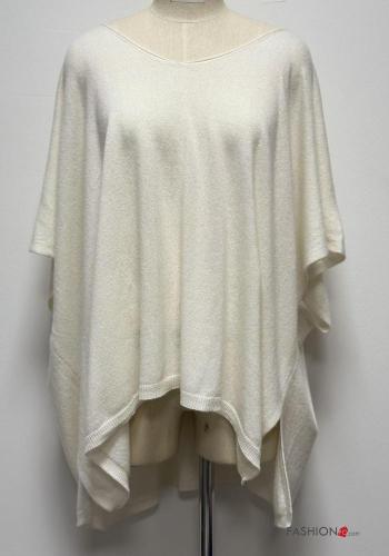 Blouse en Mélange de Cachemire oversize à col en V manches à trois-quarts - ph 1