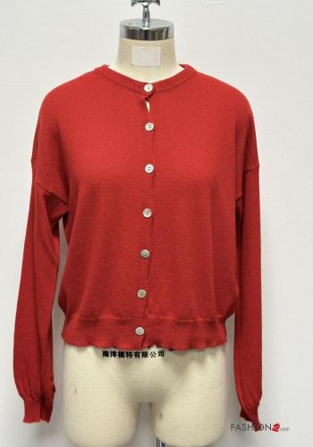 long sleeve crew neck Cashmere Blend Cardigan with buttons - ph 1