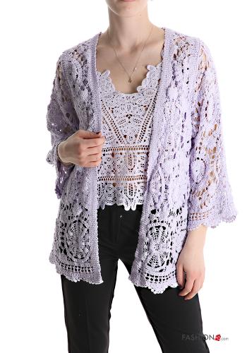 Chaqueta de punto de Algodón encaje manga tres cuartos - ph 1