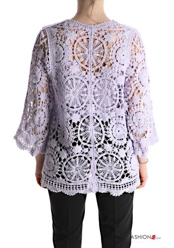 Chaqueta de punto de Algodón encaje manga tres cuartos - ph 2