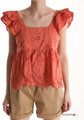 Top in Cotone Fantasia ricamata con balze - ph 1