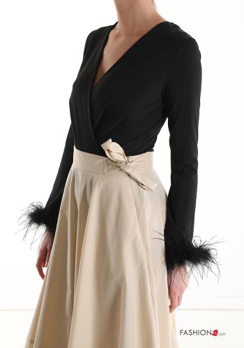 Body con cuello en v con plumas - ph 3