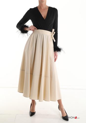 Body con cuello en v con plumas - ph 6