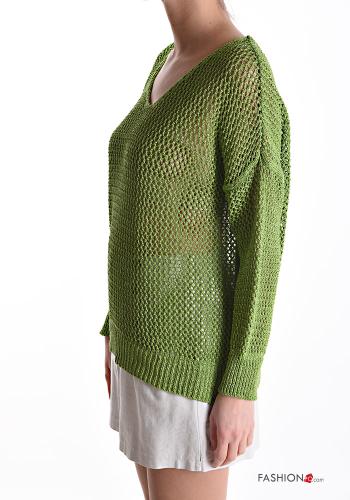 Maglione lurex a rete scollo a V - ph 3
