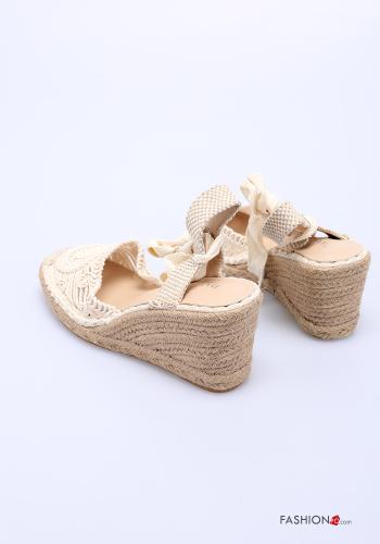 Besticktes Muster Espadrilles mit Schleife Keilabsatz - ph 4