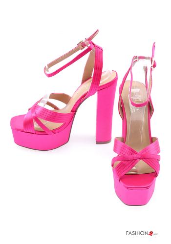 Satin Plateau open toe High Heel mit Knöchelriemen - ph 2