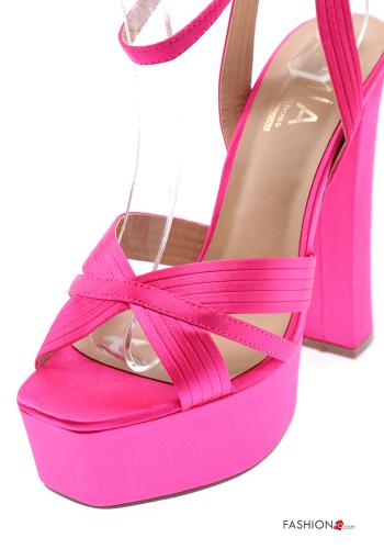 Satin Plateau open toe High Heel mit Knöchelriemen - ph 3