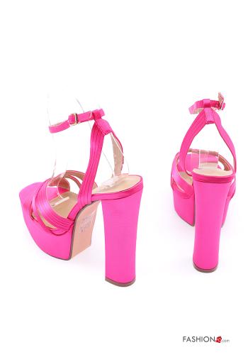 Satin Plateau open toe High Heel mit Knöchelriemen - ph 4