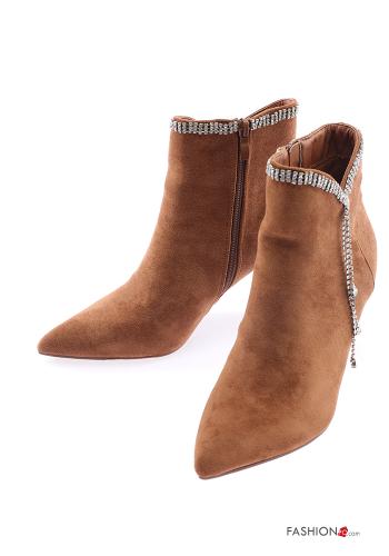 Zapatos de tacón alto Gamuza zapatos de punta con cremallera con brillantes - ph 1