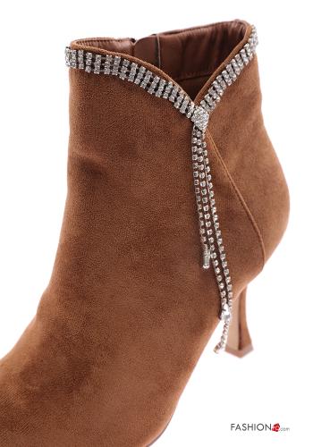 Zapatos de tacón alto Gamuza zapatos de punta con cremallera con brillantes - ph 3