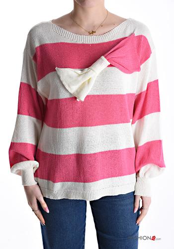 Striped Cotton Sweater with bow - ph 1