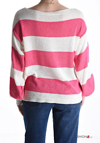 Striped Cotton Sweater with bow - ph 2