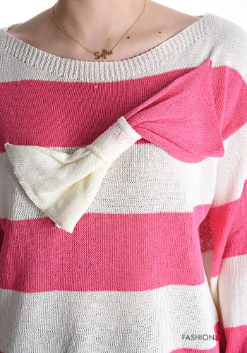 Striped Cotton Sweater with bow - ph 4