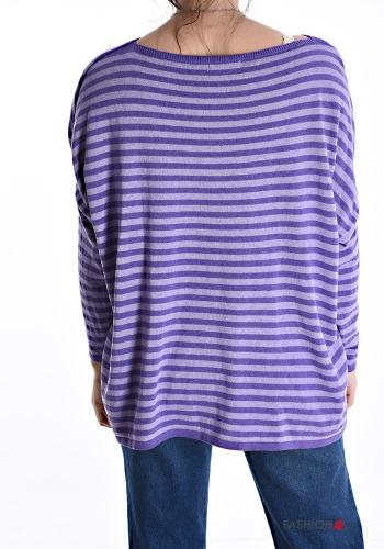 Striped Cotton Sweater boat neckline - ph 2