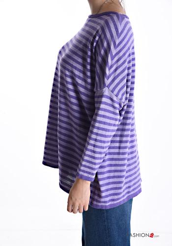 Striped Cotton Sweater boat neckline - ph 3